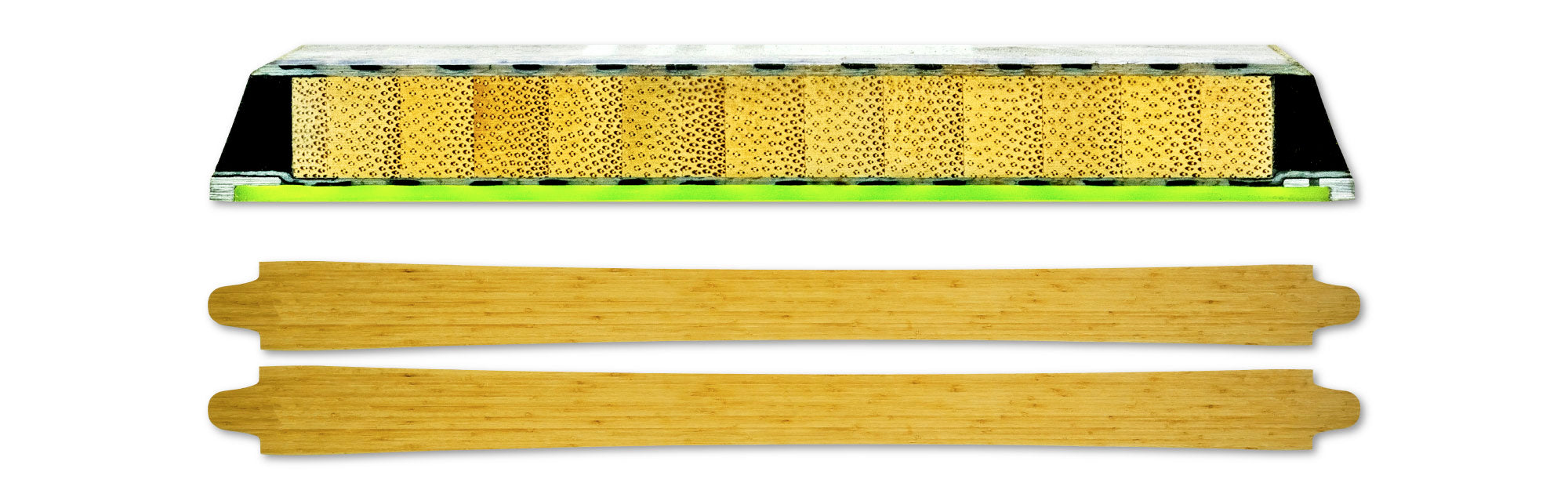 A full bamboo core for the stock layup, milled and ready for the press